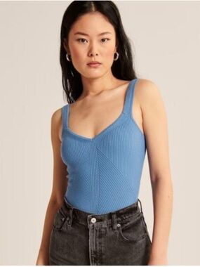 Abercrombie & Fitch Ribbed V-Neck Tank - Blue